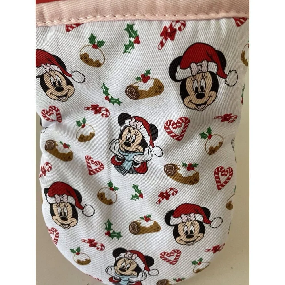 2 Pk Disney Minnie Mouse Mini Oven Mitts Christmas‎ Holiday Yule Log Candy Canes